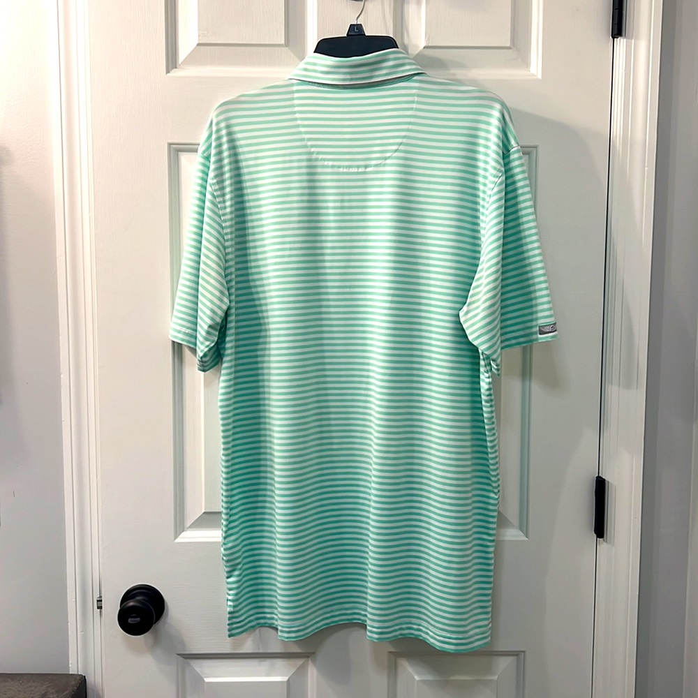 Straight Down Performance Large Striped Golf Polo. - image 2